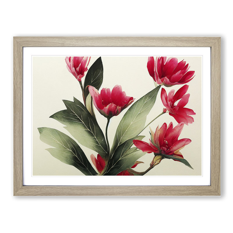Awesome Watercolour Flowers - Framed Print, 25cm H x 34cm W x 2cm D, Oak
