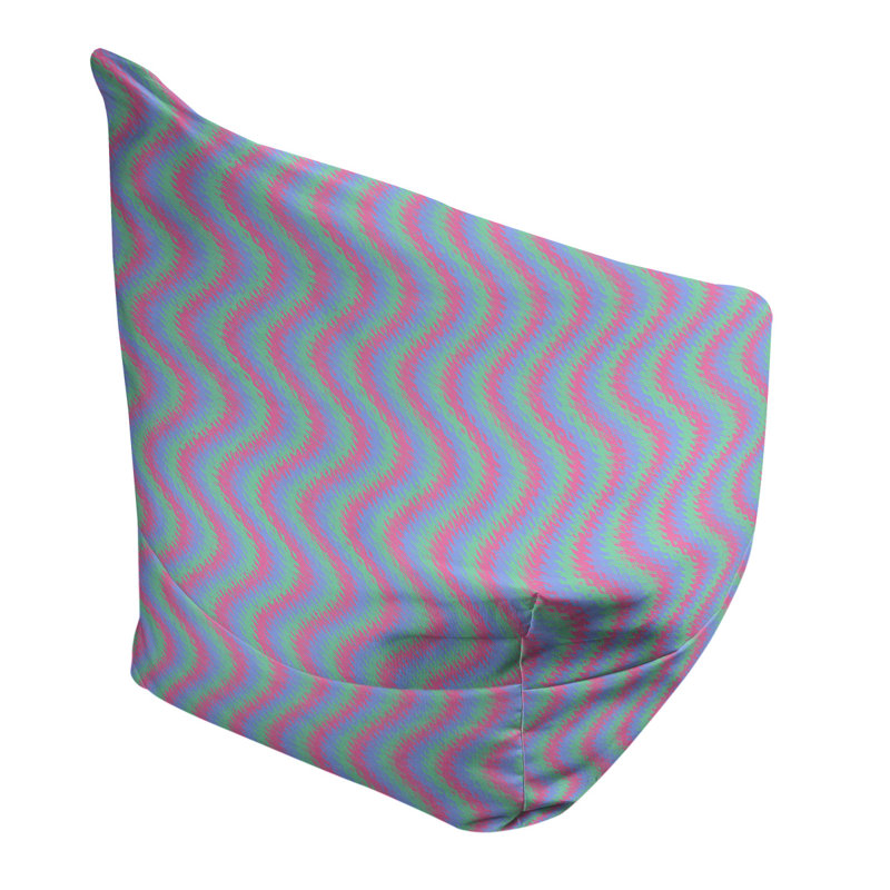 Sac de pois Kitterman, H 27 po x l 30 po x P 25 po, Pouf fauteuil, Bleu ardoise foncé / vert clair / orchidée