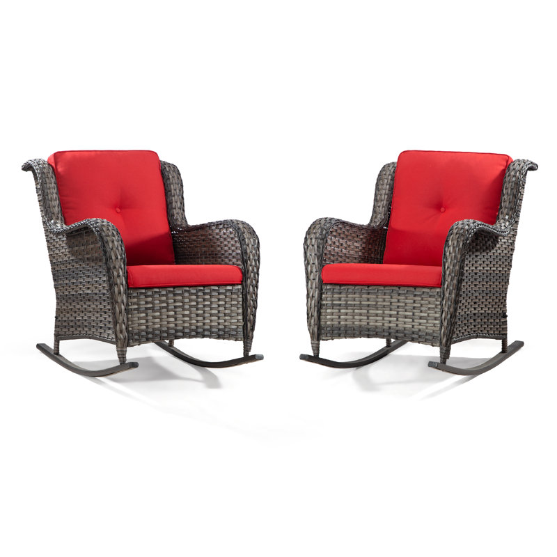 Chaise berçante d'extérieur en osier Whitakers, Rouge