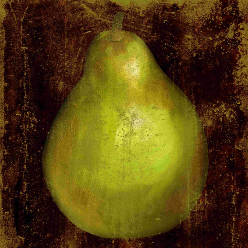 Poire vernie - peinture sur toile tendue, H 12 po x l 12 po