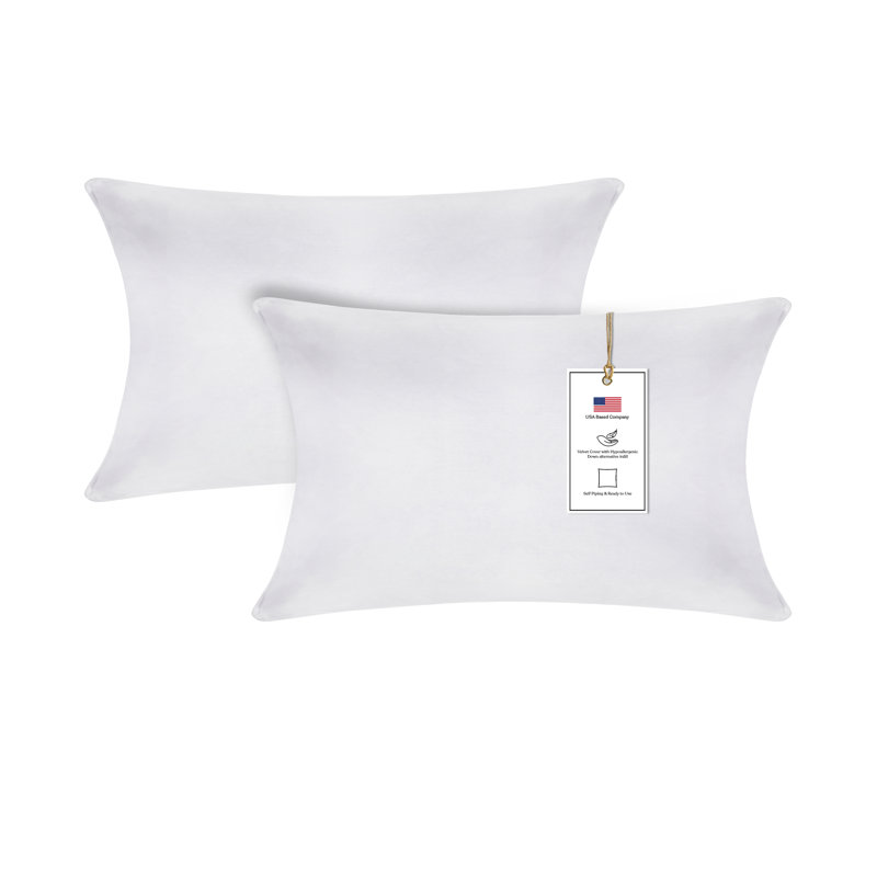 Inserts décoratifs en duvet d'oie en duvet synthétique Alha - hypoallergénique, prêt à l'emploi, ensemble de 2, Blanc
