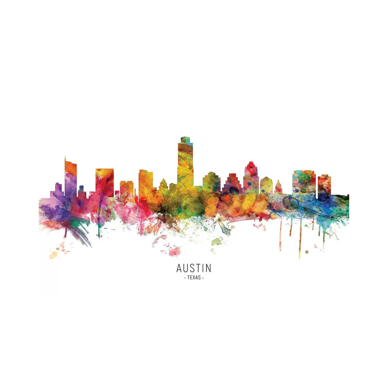 Austin Texas Skyline by Michael Tompsett - Wrapped Canvas Painting, 20.32 cm H x 30.48 cm W