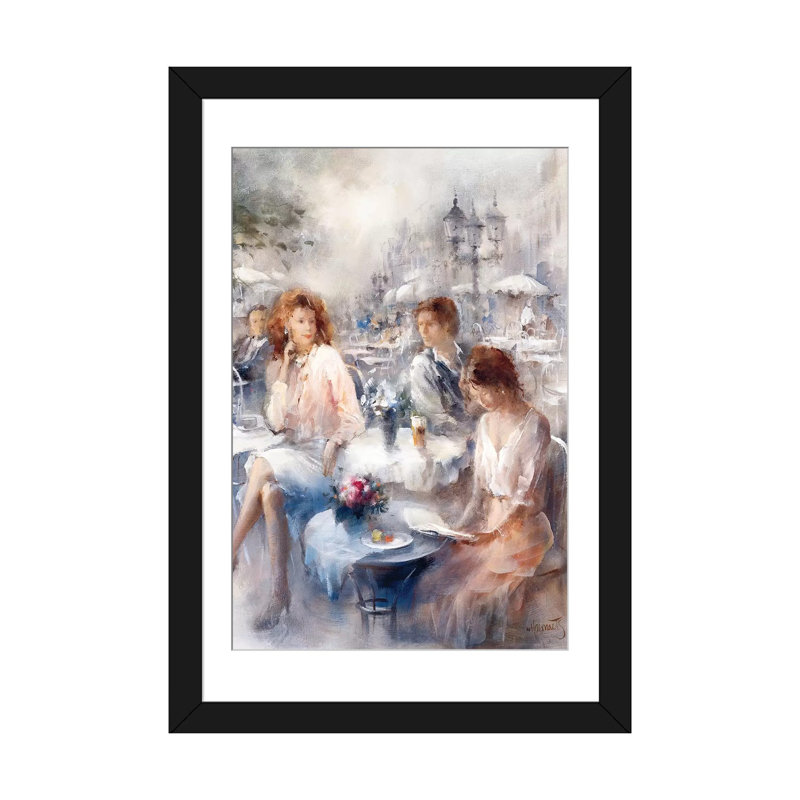« terrace », reproduction sur toile, Papier beaux-arts encadré noir, Blanc, H 24 po x l 16 po x P 1 po