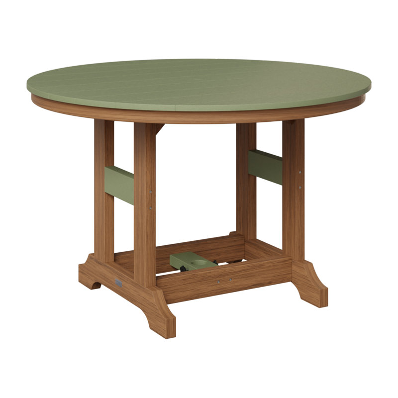 Garden Classic Outdoor Round Bar Table, Antique Mahogany, Sage