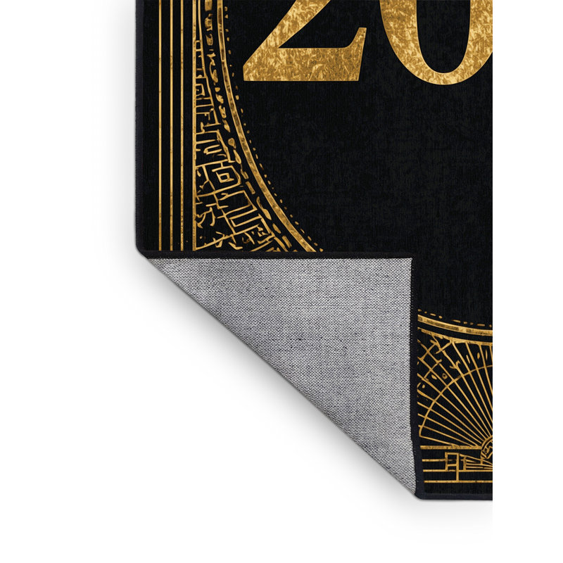 Machine Washable Soho New Years Modern & Contemporary Abstract Rug in Gray – Black Binding, 7x9