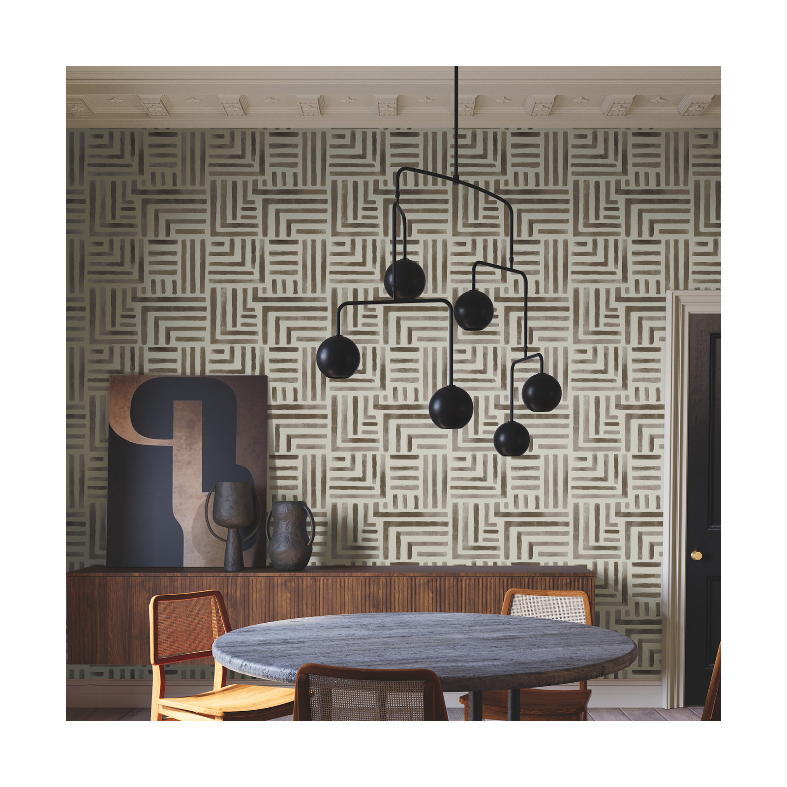 Unpasted Abstract Wallpaper, Brown