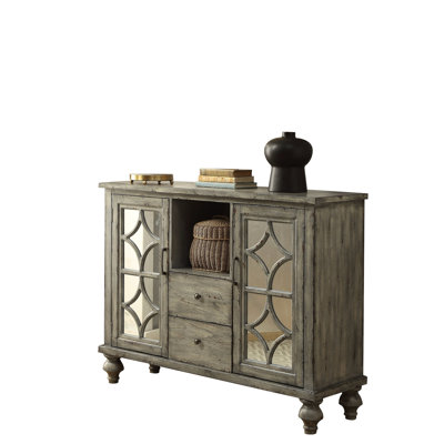 Console avec finition grise patinée - garniture décorative et charme rustique et design fonctionnel