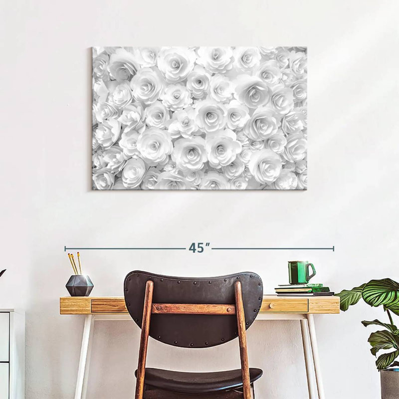 Impression sur toile White Roses, H 24 po x l 36 po x P 1,25 po