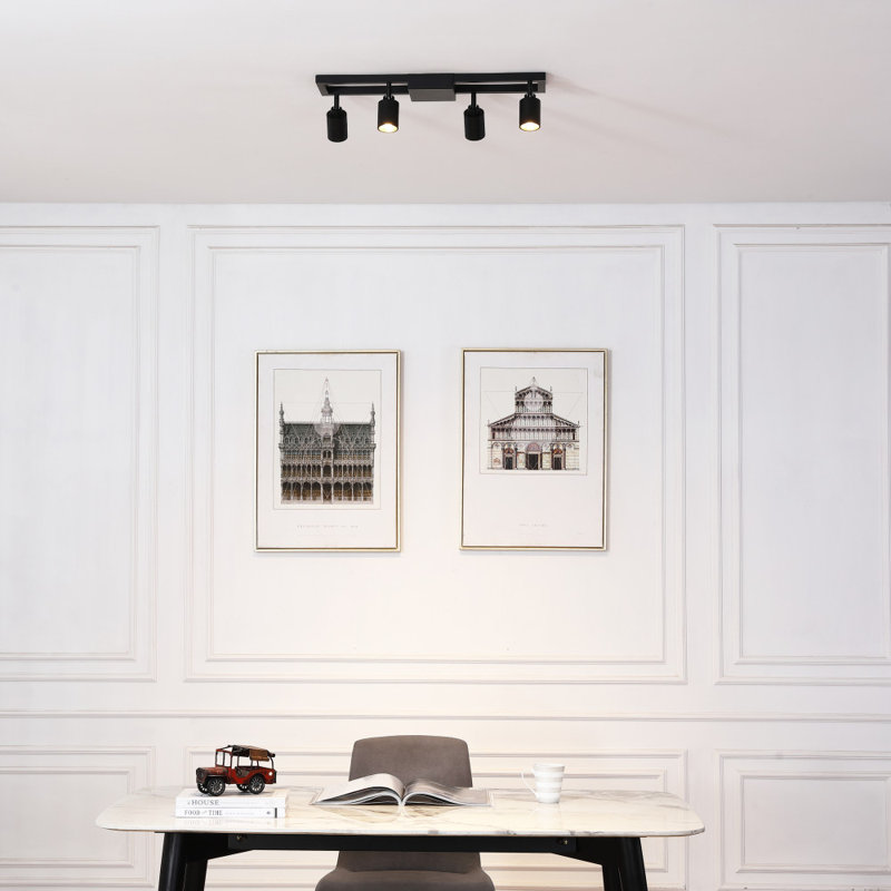 Shura Modern Black and Gold 4-Light LED Track Lighting Kit