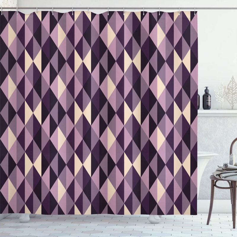 Geometric Shower Curtain with Hooks Included, 70" H x 69" W