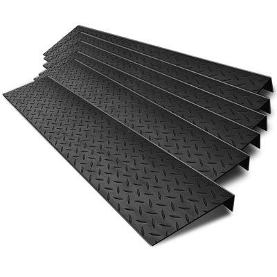 Rubber Stair Treads 29.69" X 9.85" 6PCS, Non-Slip Outdoor Stair Treads For Wooden Steps With Nosing For Concrete Marble Tile Metal Steps, Black