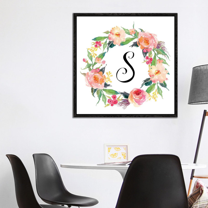S (Initial) 1 Piece Painting on Canvas, 93.98 cm H x 93.98 cm W, Black Framed