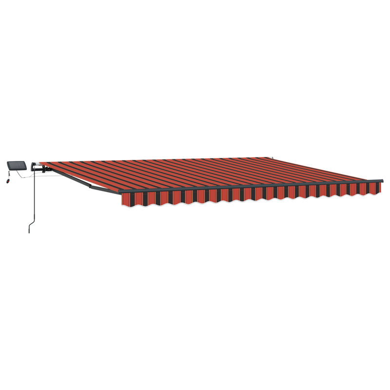 Brayden Studio Retractable Patio Awning, Orange/Brown Striped, 400 cm W x 300 cm D