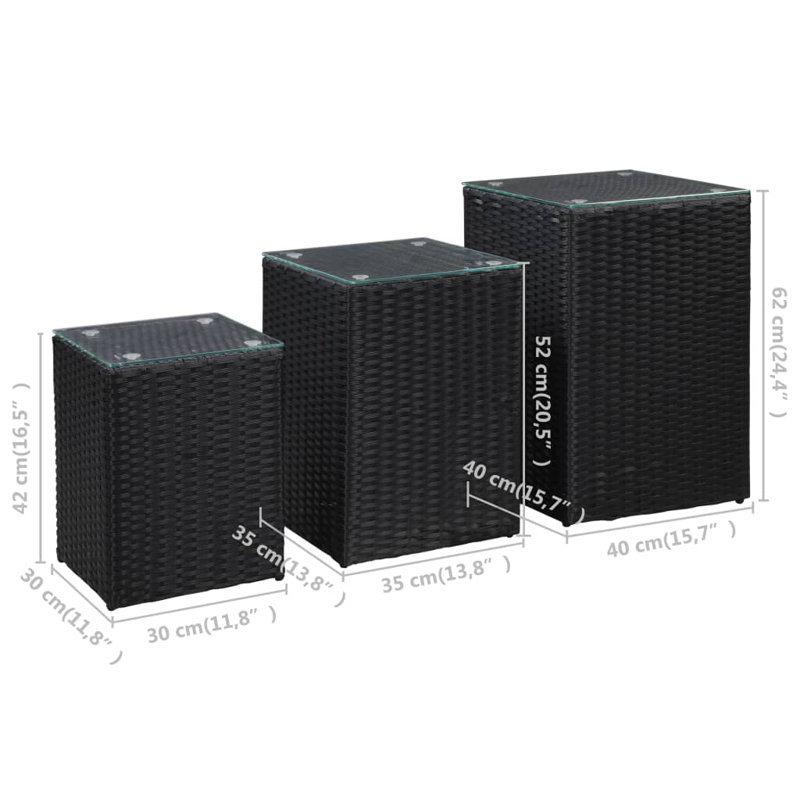 Bankview 3 Piece Nest of Tables, Black