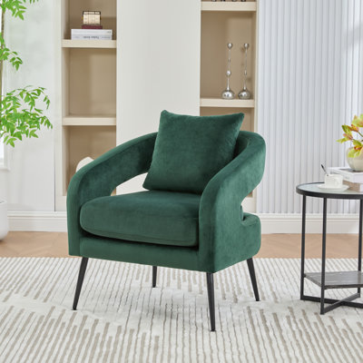 Chaise d'appoint rembourrée à dossier ouvert avec pieds en métal