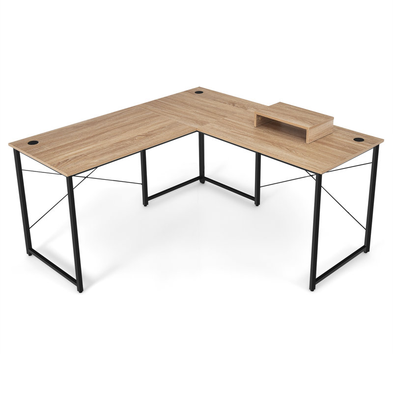 Heeter Modular L-Shaped Steel Writing Desk, Brown