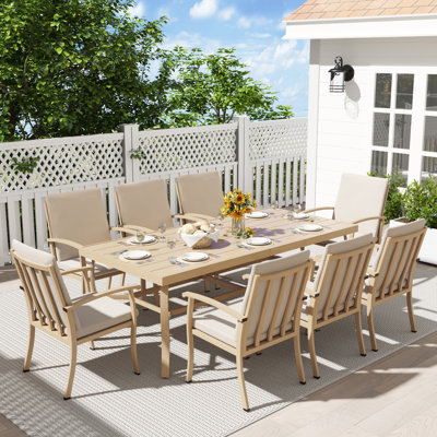 Willesden Rectangular Aluminum Dining Set with Cushions