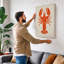 Scarlet Lobster Graphic - Wrapped Canvas-1590963814-1590963809