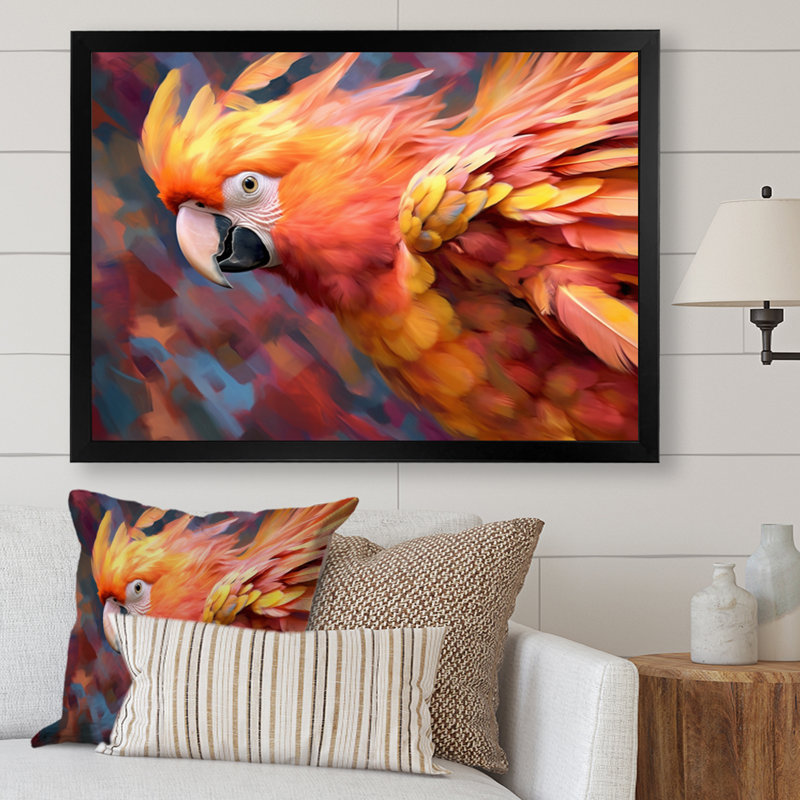 Perroquet tropical II - animaux, impressions sur toile, H 12 po x l 20 po x P 1 po, Cadre simple noir