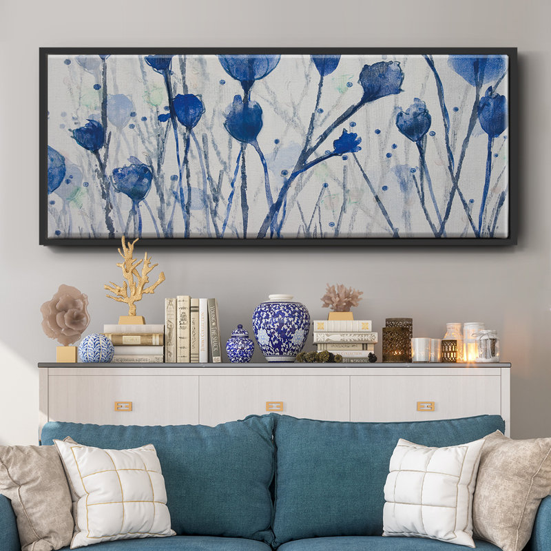 Jardin bleu - Toile encadrée, H 20 po x l 50 po