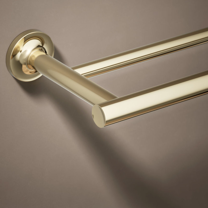 Purist® Double 24" Wall Mounted Towel Bar, Vibrant French Gold