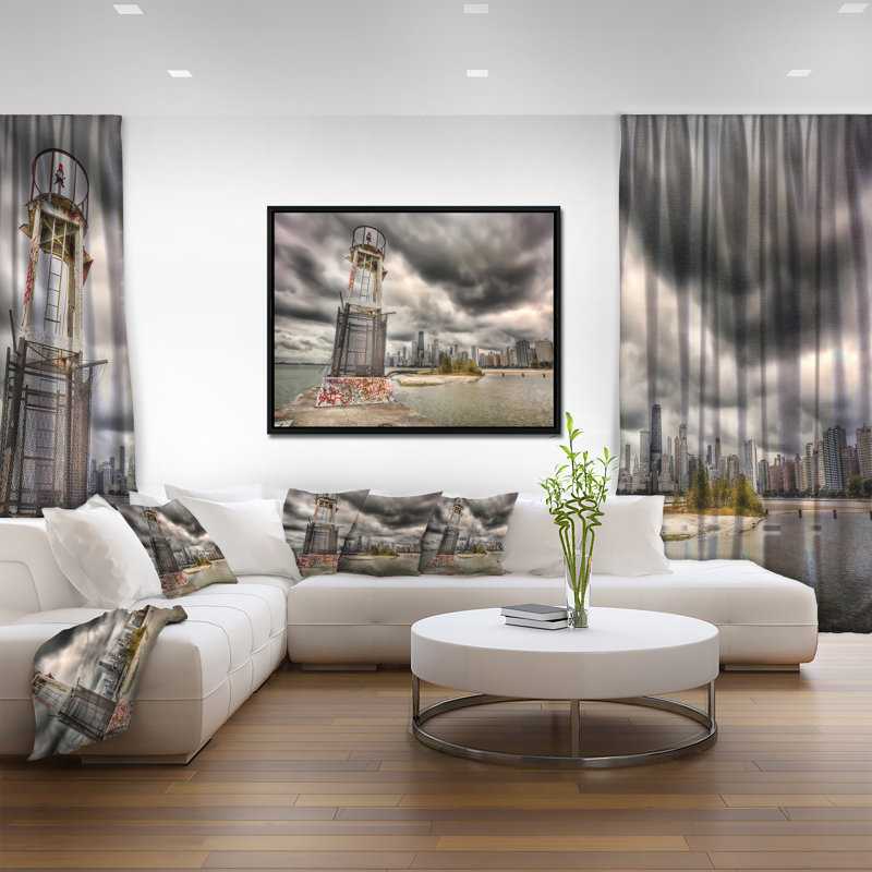 «Lake Michigan Navigation Light», reproduction d'impression sur toile tendue, H 12 po x l 20 po x P 1 po