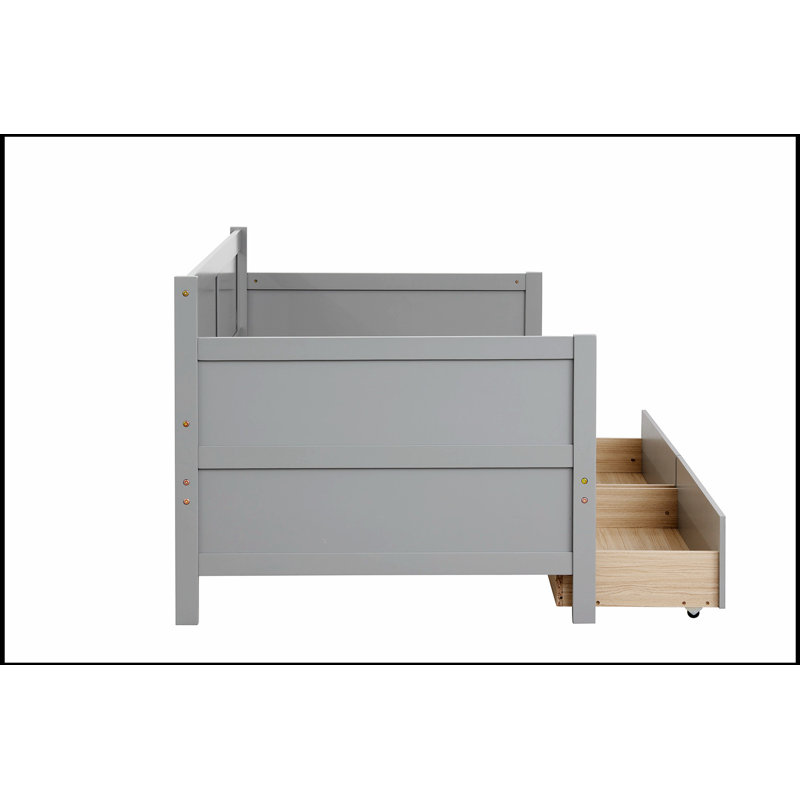 Élégant lit de jour en pin massif avec deux tiroirs, un canapé-lit pour plus de sommeil et des solutions de rangement
