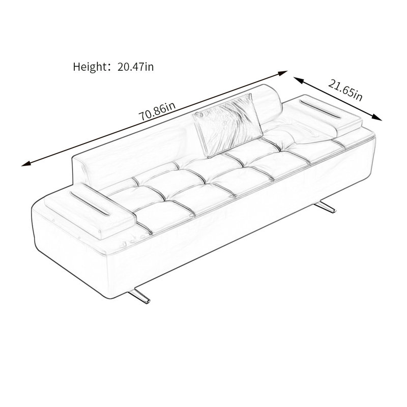 Banc rembourré en microfibre de cuir, H 20,47 po x l 70,86 po x P 21,65 po, Orange