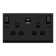 Matt Black 2 Gang 13A DP Ingot Type A & C USB Twin Double Switched Plug Socket