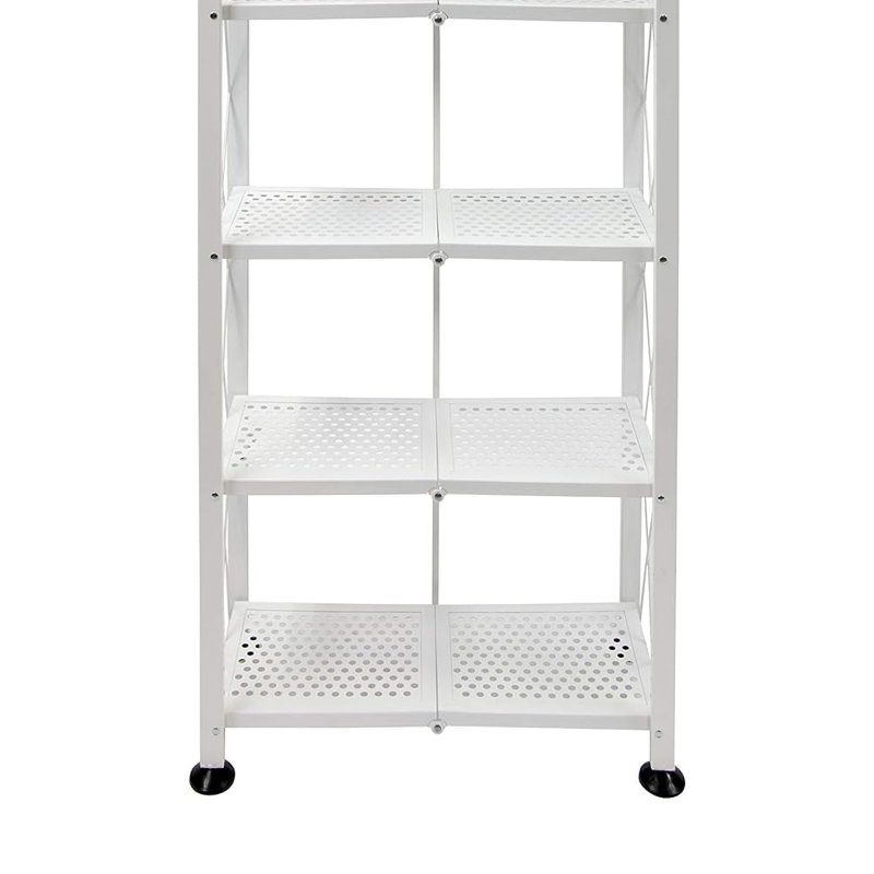 Foldable 6-Shelf Classic Stamped Steel Bookcase, White