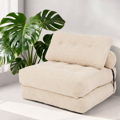 Folding Sofa Bed, Convertible Sleeper Chair With Pillow Foldable Mattress With Back Support, Portable Fold Out Chair Bed Comfy Floor Sofa Lounge For Living Room Bedroom, Dark Grey