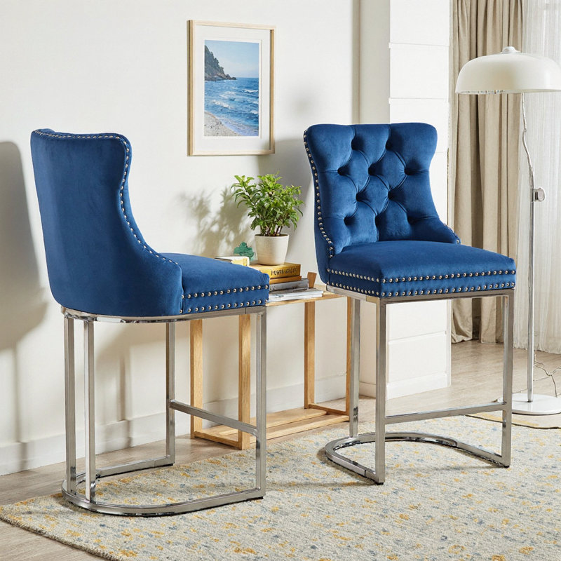 Ensemble de 2 tabourets de bar Velvet, Bleu