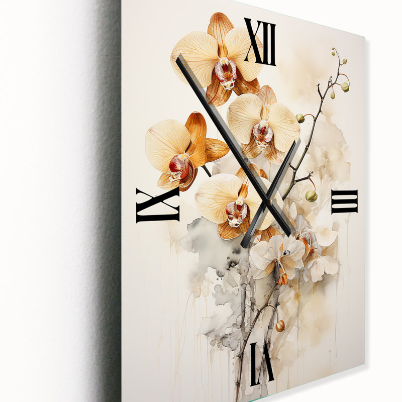 Horloge murale Galles - Orchidées surdimensionnée, Petit