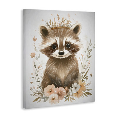 Whimsical Crowned Raccoon Canvas, design by Ramona Murdock
