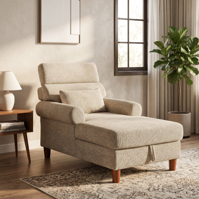 Chaise longue avec appui-tête ajustable et rangement