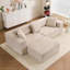 Canapé modulaire en L pour salon et chambre à coucher, sans assemblage requis, tissu chenille, beige-110848351
