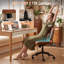 Chaise de bureau ergonomique à hauteur réglable avec accoudoirs et roues-1585510050