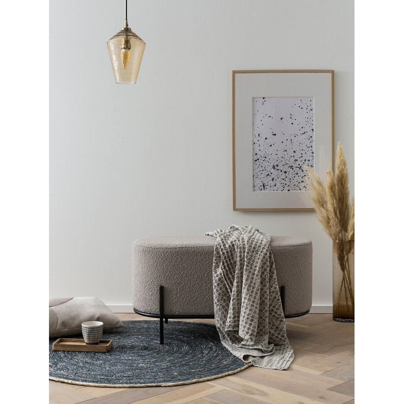 Ajmail 80cm Wide Oval Footstool Ottoman, Taupe
