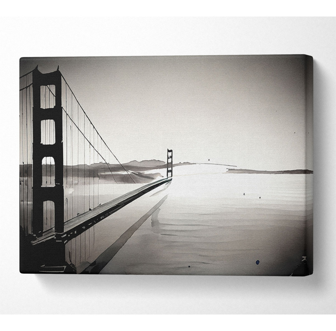 Golden Gate Bridge Schwarz und Weiß - Leinwanddrucke mit Wrapping