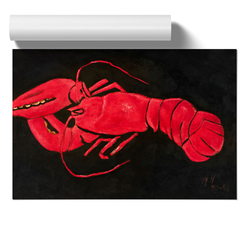 Lobster on Black by Marsden Hartley - Frameless Print, 30cm H x 42cm W x 0.1cm D