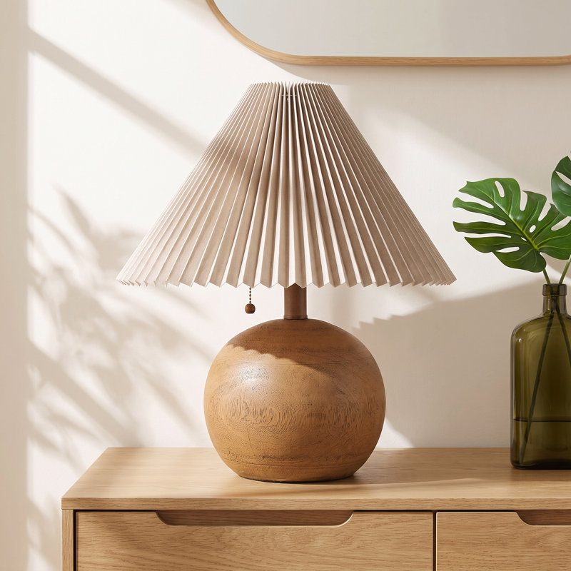 Inaki Resin Table Lamp, Brown Wood, Brown