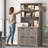 2-Drawer Filing Cabinet, Farmhouse Wood Tall File Cabinet for Home Office with Storage Shelves, Fits Letter/Legal/A4 Size, Lateral File Cabinet with Bookshelf, Gray-579566814