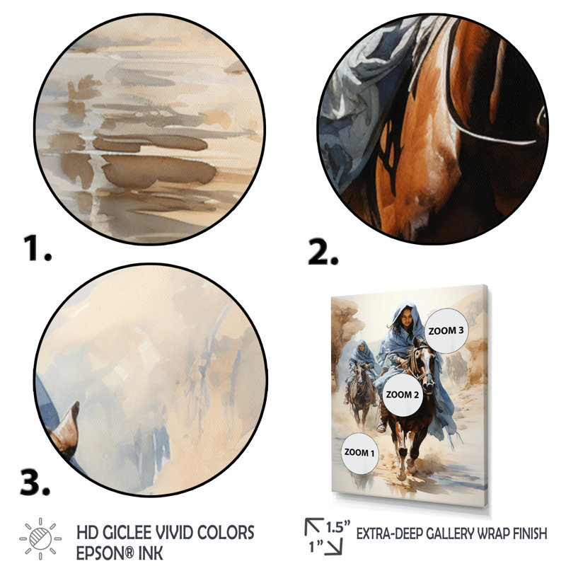 Nomades touareg de la tribu africaine Kennsley - reproduction sur toile, Cadre simple noir, H 20 po x l 12 po x P 1 po
