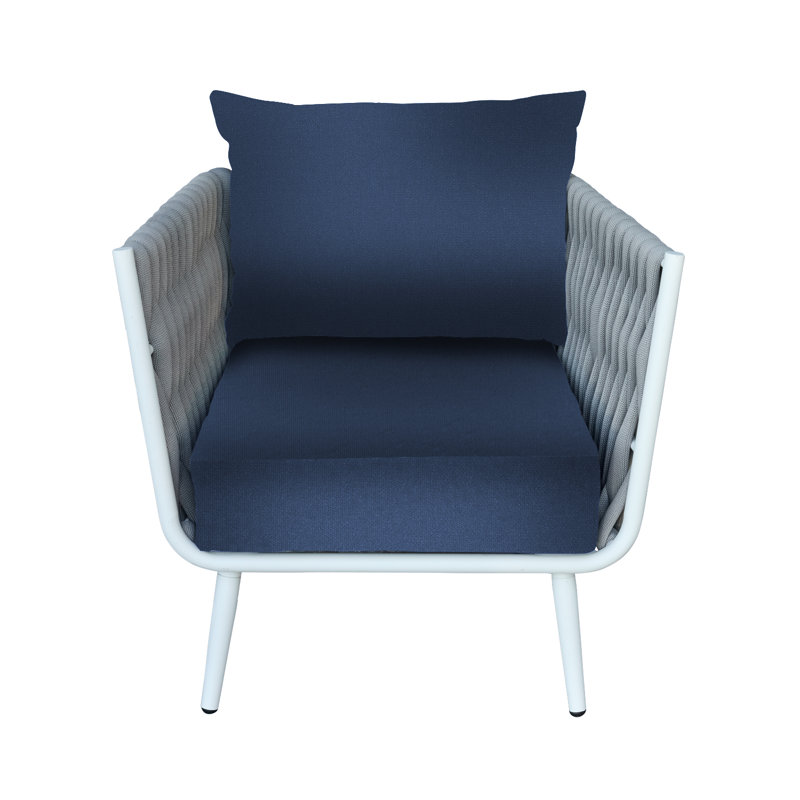 Fauteuil Cayman, Blanc, Bleu marine