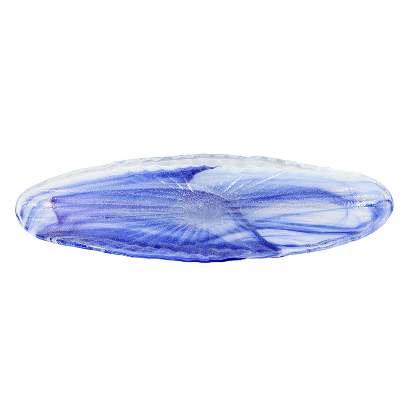 Long bol ovale en verre Onda, Cobalt