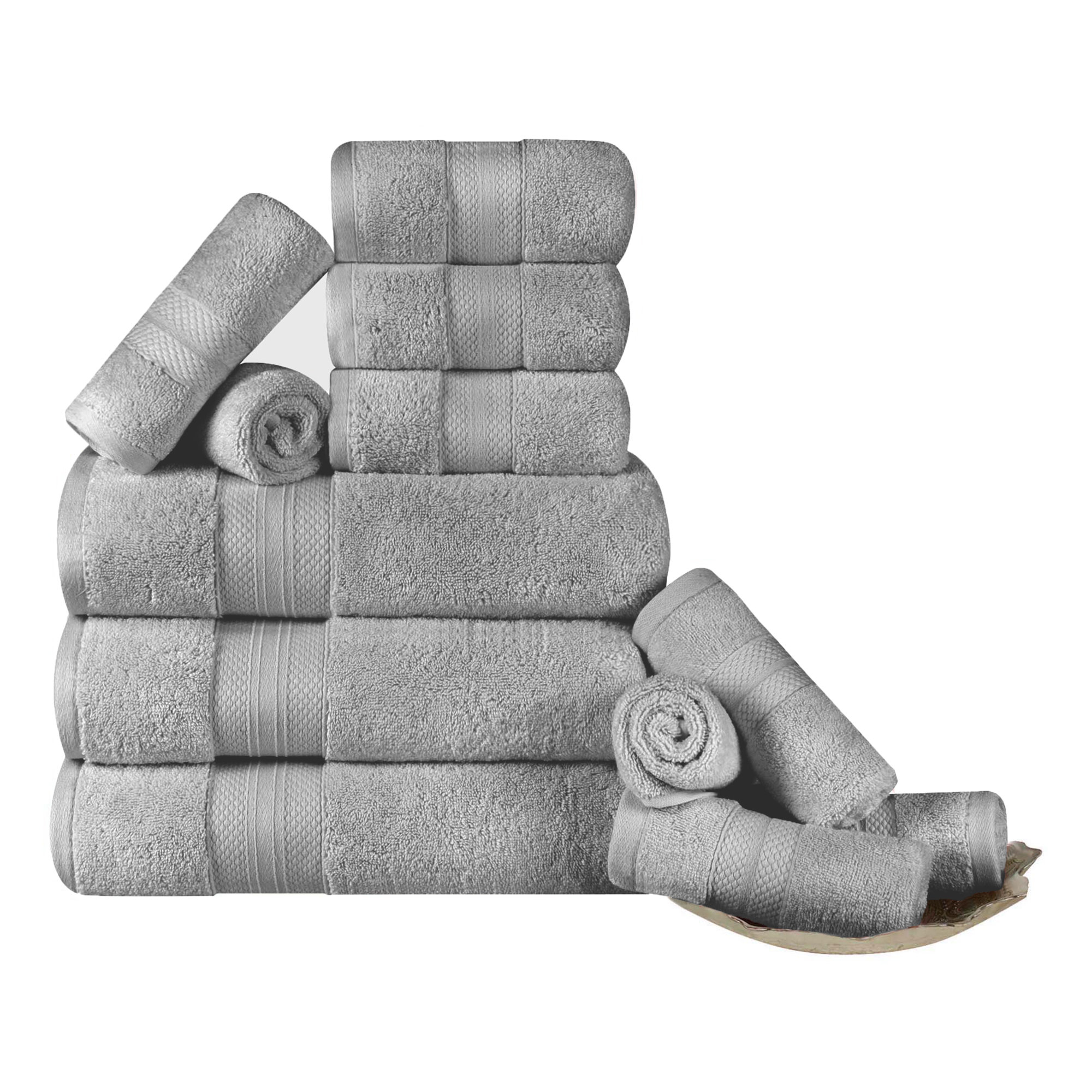 Finnian Ultra-Plush Heavyweight, 100% Turkish Towel Collection, 12 Piece Towel Set, Gray