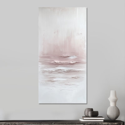 «White Pink Blush Horizon Lines III», reproduction d'art encadrée contemporaine sur toile