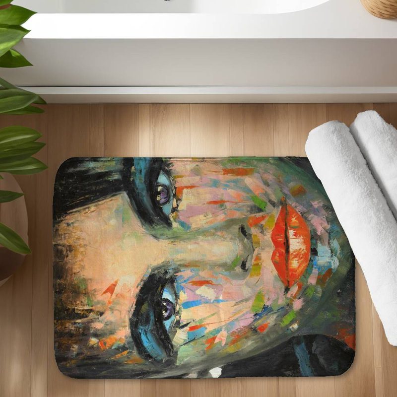 Abstract portrait Bath Mat with Non-Slip Backing - Quick Dry Memory Foam Bathroom Rug - Absorbent - Modern Plush Spa-Style - Machine Washable