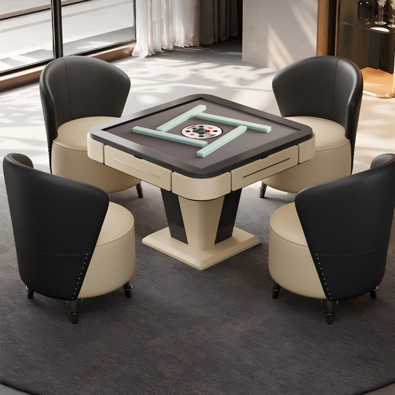Table de salle à manger moderne et luxueuse entièrement automatique en bois massif Mahjong