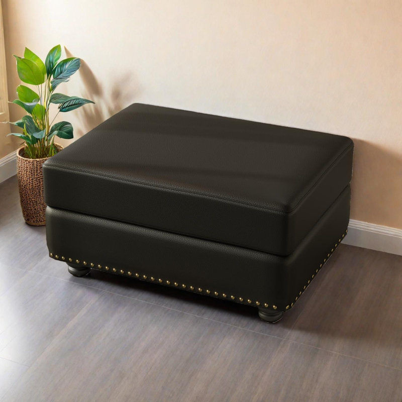 Repose-pieds en similicuir pour la décoration de salon, de bureau ou d'appartement, Noir